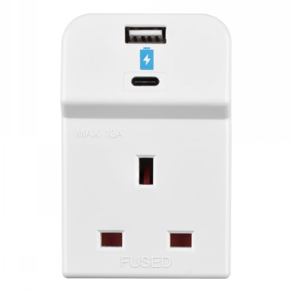 Masterplug 3 Socket Adaptor With USB A & C - Image 5