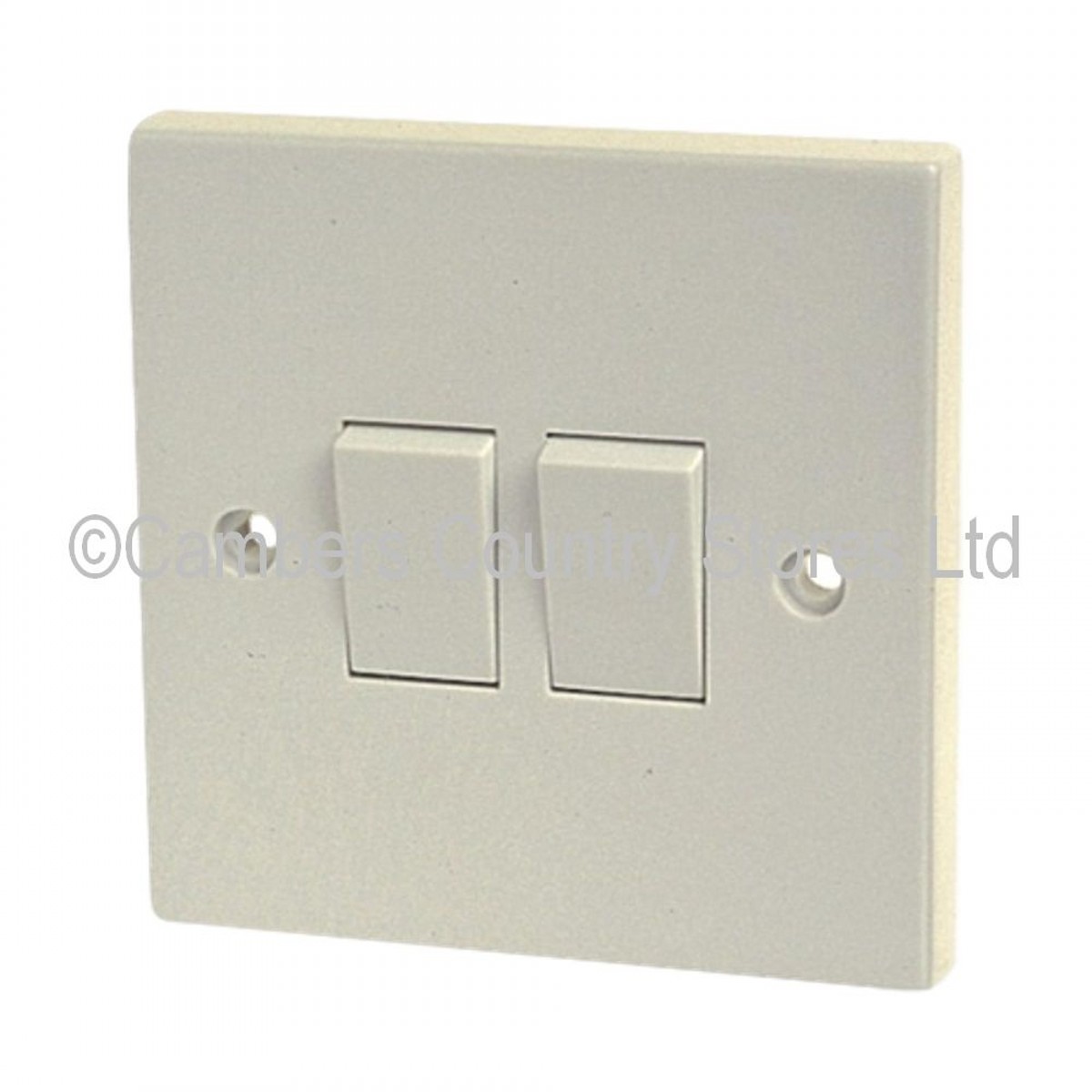 Status White Fitting Light Switch 10 Amp 2 Gang