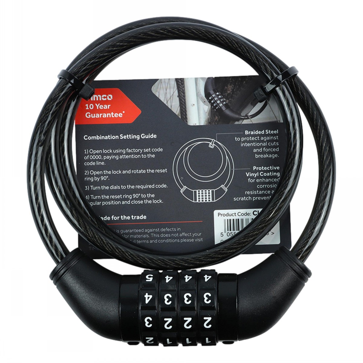 Timco Combination Cable Lock 8mm x 1000mm - Image 2