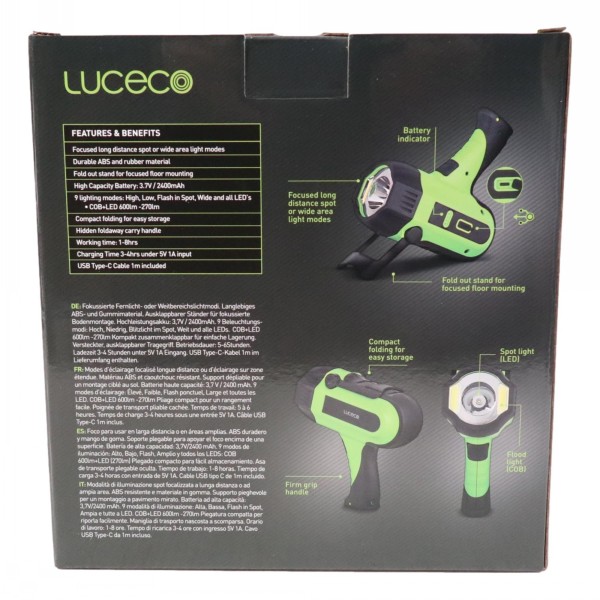 Luceco Rechargeable LED High Power Spotlight Torch - Image 3