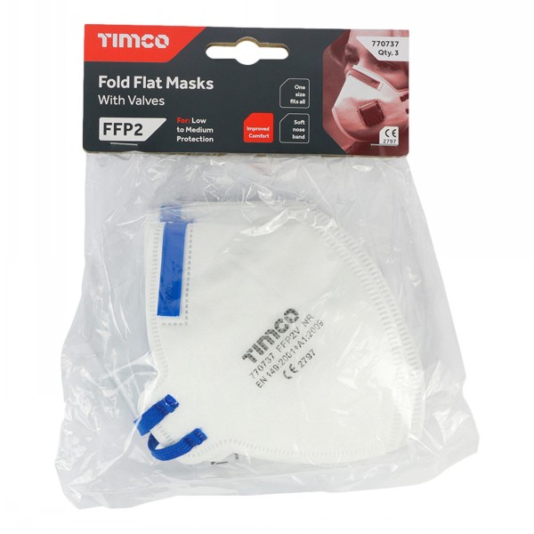 Timco Face Masks With Valve Fold Flat FFP2 3 Pack - Image 4